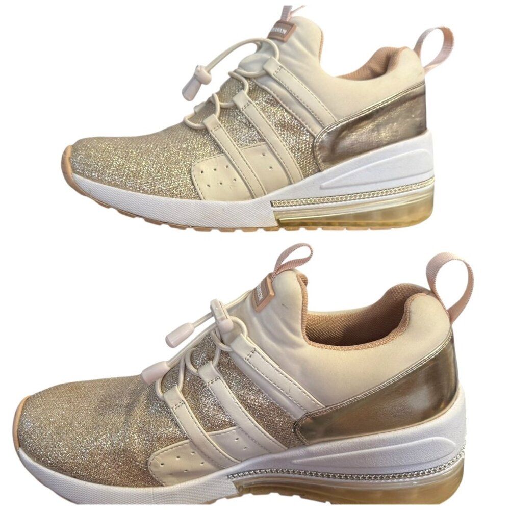 BCBGeneration Women's Rose Gold Glitter Sneakers Size 8.5